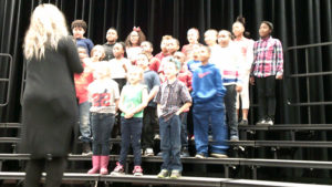 Third grade students from Mr. Seidel's class perform during the program.