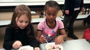 Students enjoying their ice cream.