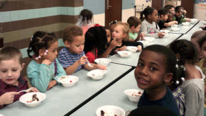 Kindergarten students enjoying their ice cream reward.