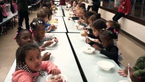 Kindergarten students enjoying their ice cream reward.