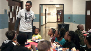 Pastor Todd volunteering during our Thanksgiving meal.