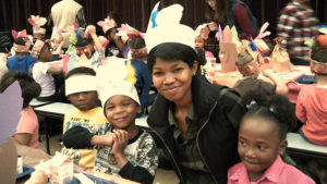 Miss Cohen and a few of her students enjoying their Thanksgiving meal together.