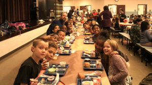 Mr. Seidel's class enjoying their lunch together.