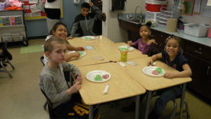 First graders excited for their special breakfast.