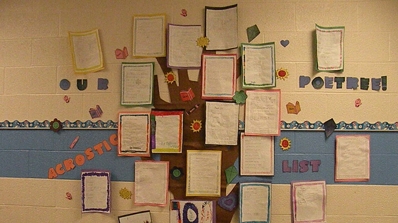 A poetry tree created by Jefferson students.