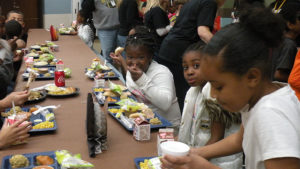 Students enjoying their lunch.