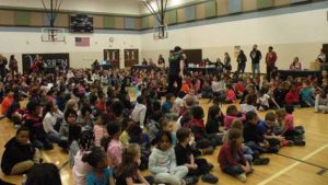 Students watch the COSI demonstration.