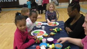 Students explore the different food groups.