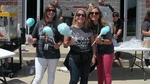 Third grade teachers ready to pass out some cotton candy.