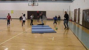 Students having fun in the gym.