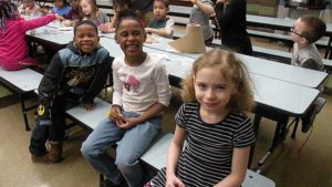 First grade students after they enjoyed their pancakes.