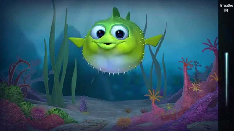 Cartoon Puffer Fish in ocean