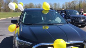 A teacher's car decorated and ready for the parade.