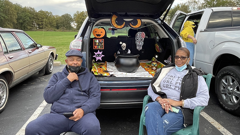 Members of Second Baptist Church help pass out candy at the event.