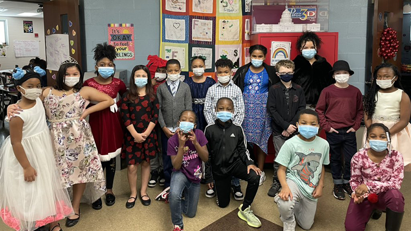 students dressed up ready for the ball.