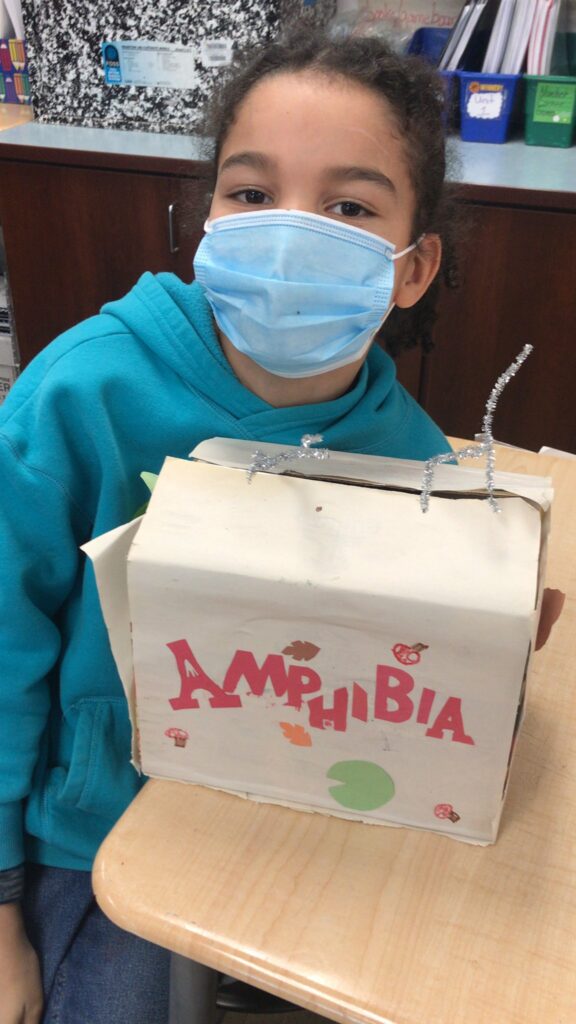 A student and his valentine box.