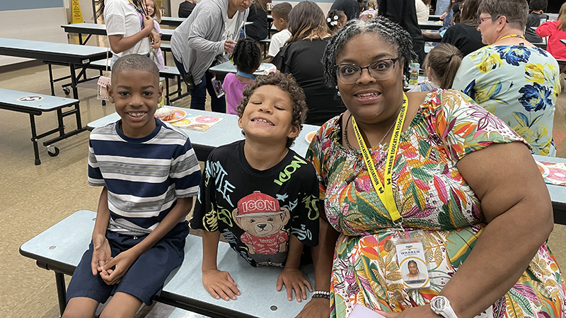 Ms. Betts celebrates with her donut award winners.