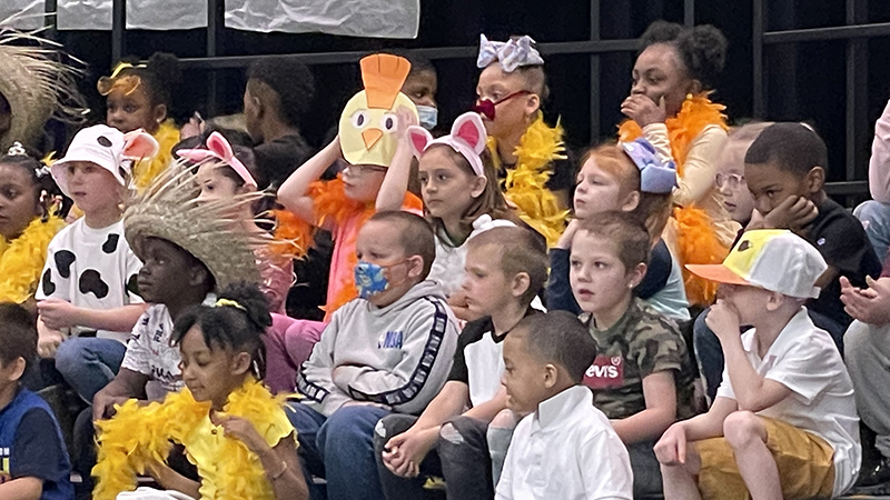 First graders performing one of their songs.