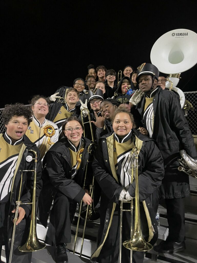 A group of Harding Marching Band members,