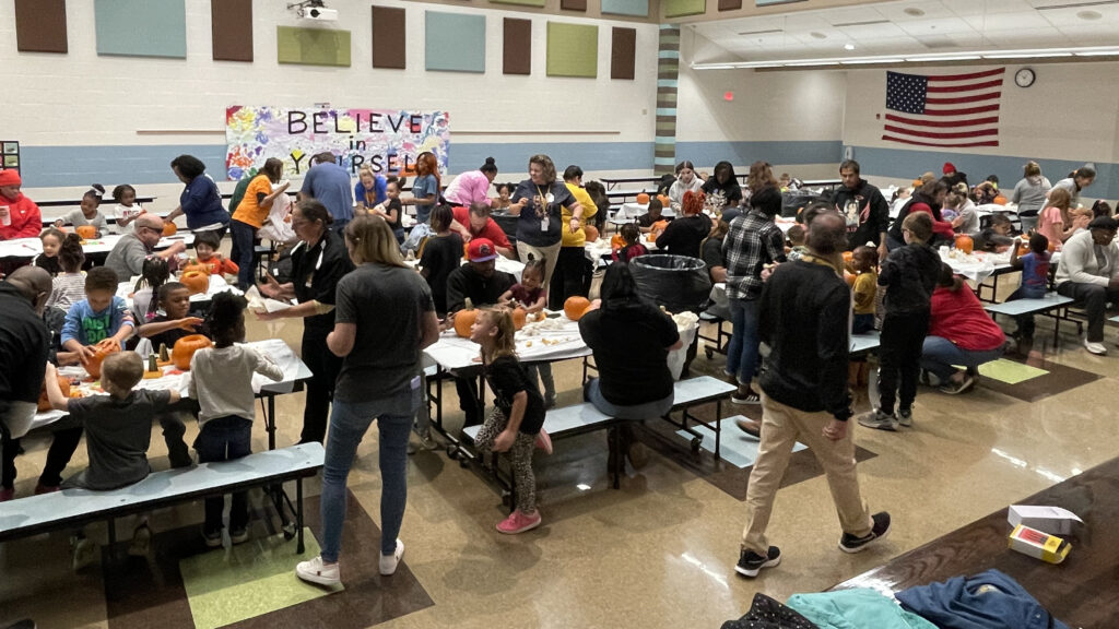 A full view of the pumpkin carving.