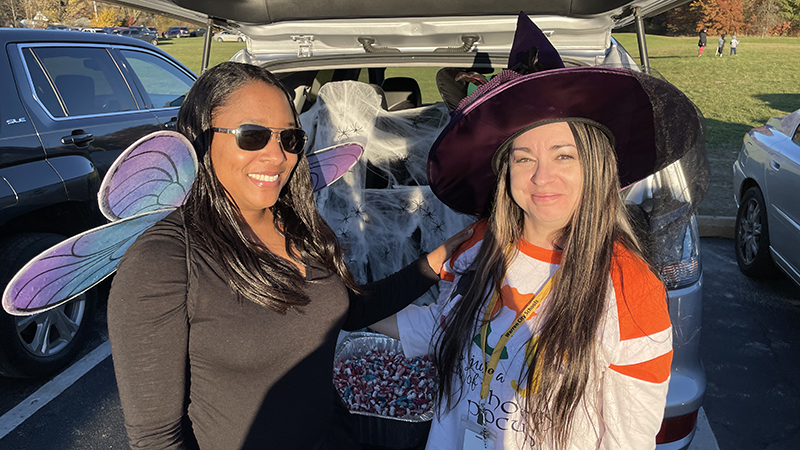 A couple of our Jefferson secretaries helping at trunk or treat.