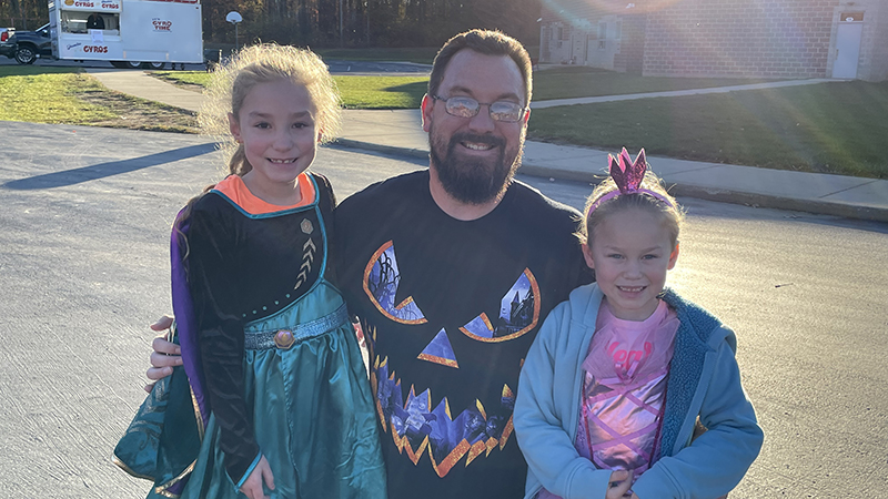 Mr. Bitner and his family ready for trunk or treat.