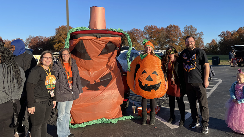 First grade teachers ready for trunk or treat.