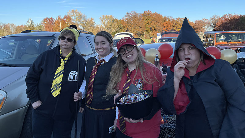 Teachers dressed as Harry Potter characters.