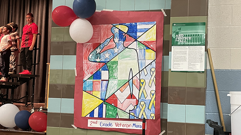 A picture of a mural second graders created.