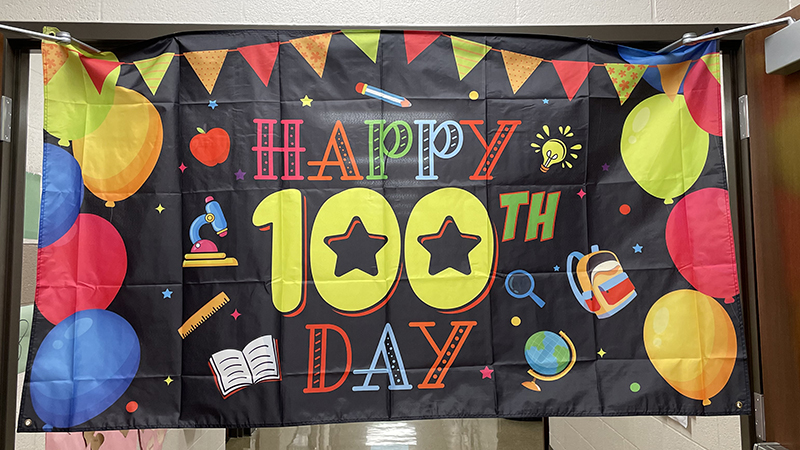 Happy 100th Day banner.