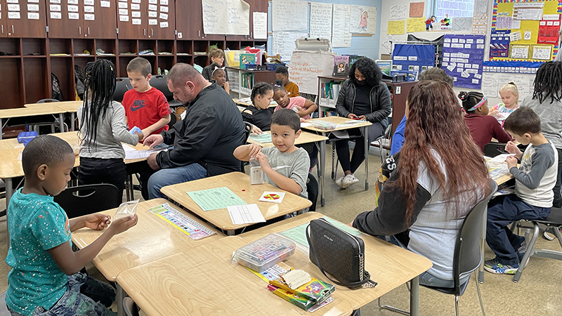 First graders and their guests from Mrs. Haswell's class.