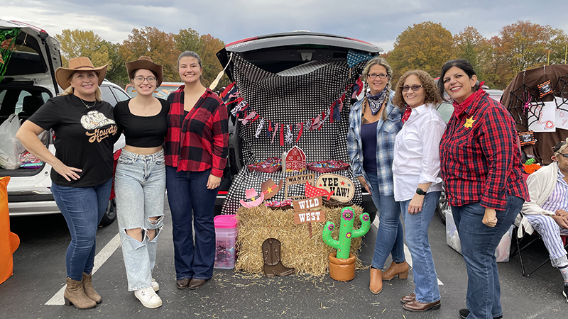 Fourth grade teachers ready to pass out candy.