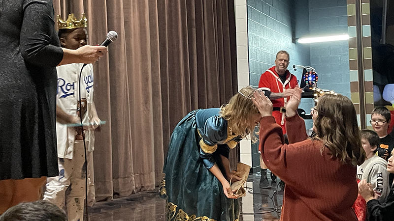 The queen of the snowflake ball receives her crown.