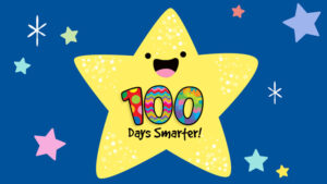 100 days smarter graphic within a star