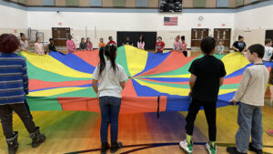 Students listen carefully to their next set of directions.