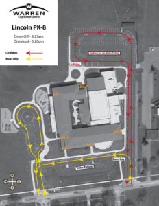 Lincoln PK-8 Student Drop Off and Pickup Map