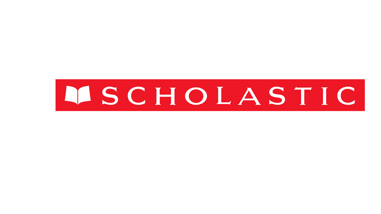 scholastic logo in all red with book