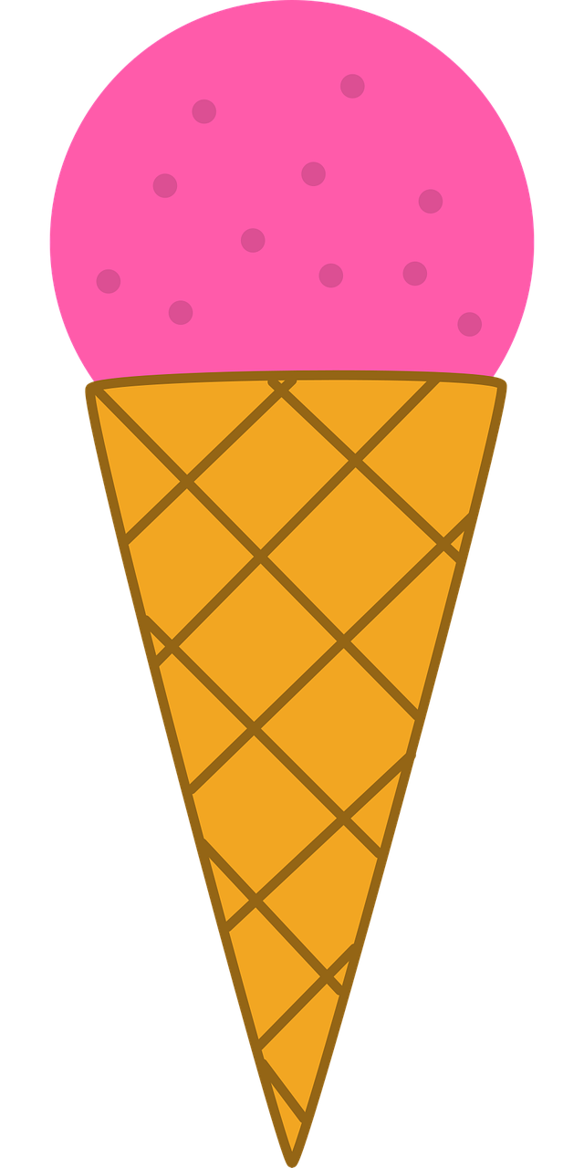 pink ice cream with cone