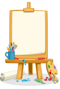 art easel with paint brushes