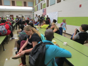 Breakfast in the cafeteria on the first day.