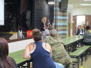 Parents of kindergartners' learning more about their child's school day from Mrs. Pytlick.