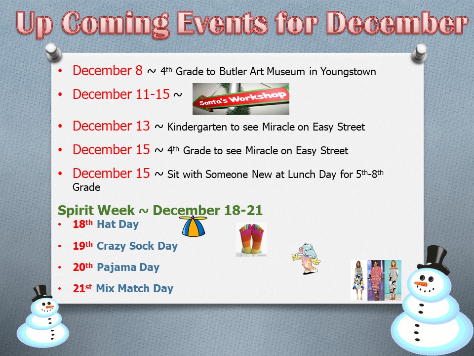 Up Coming December Events