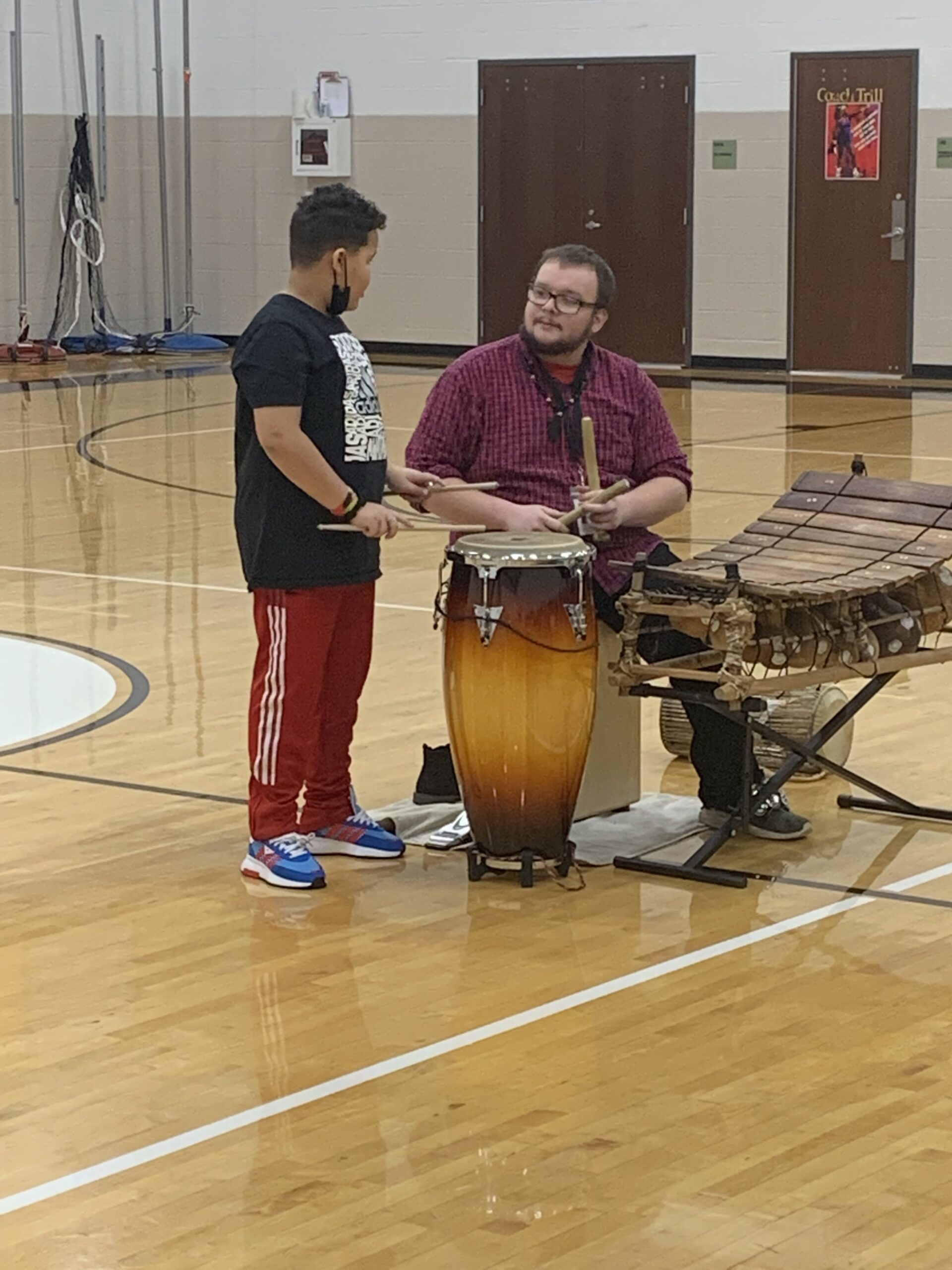 Drummer Performs for Students