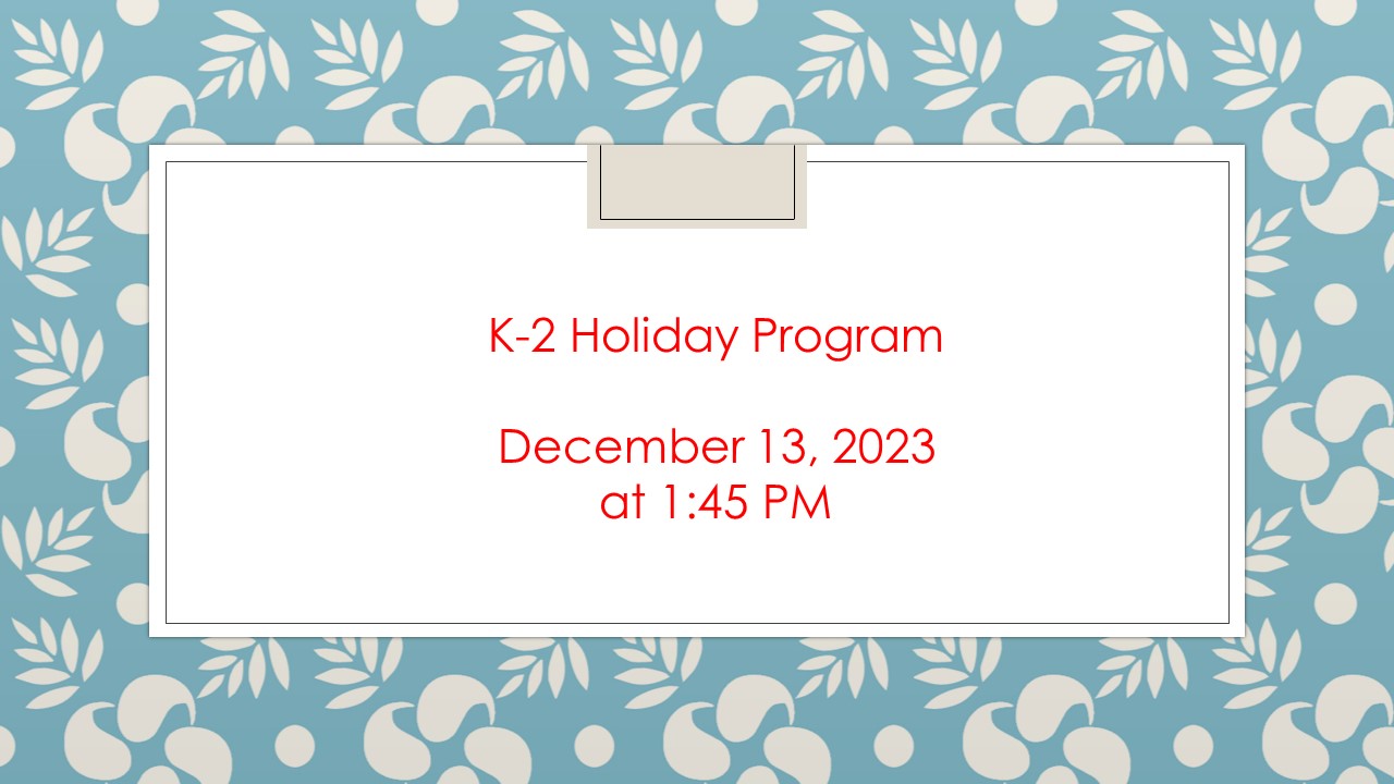 K-2 Holiday Program at McGuffey