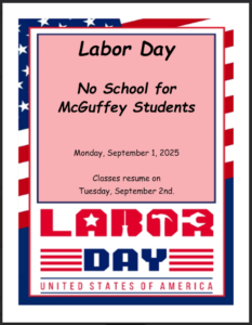 Labor Day No School Monday September 1, 2025