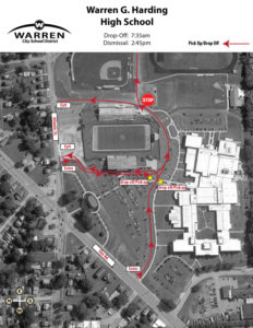 Warren G. Harding High School Student Drop Off and Pickup Map