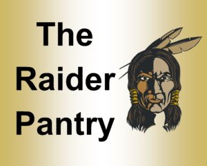 The Raider Pantry sign in Black, gold, and white.
