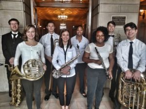 Warren G. Harding Honors Band: IndiaStovell, oboe Cara Annandono, alto saxophone Brandon Brown, baritone sax Lydia Walls, french horn Thomas Malacky, trombone Tavish Burd, trombone Giovanni Orr, tuba Jordan Ringold, percussion