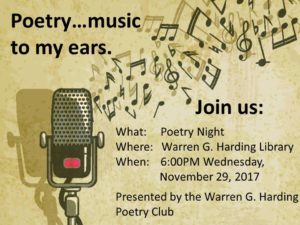 WGH Poetry club host a poetry reading in the WGH Library on November 29, 2017 @ 6:00