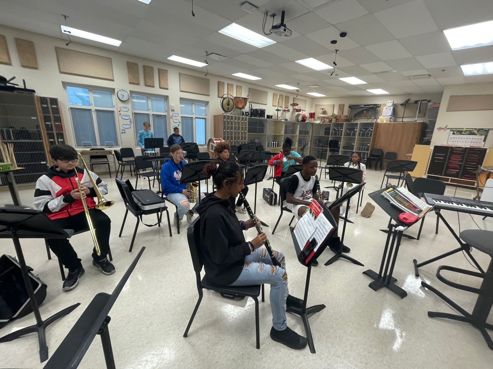 8th Grade Band Practicing